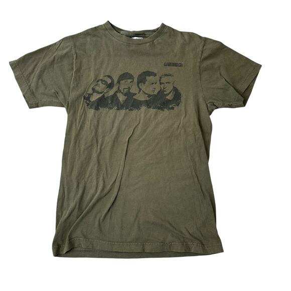 U2 360 Concert Tour T-Shirt Army Green Crew Neck Medium Short Sleeve - Picture 1 of 5